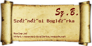 Szénási Boglárka névjegykártya
